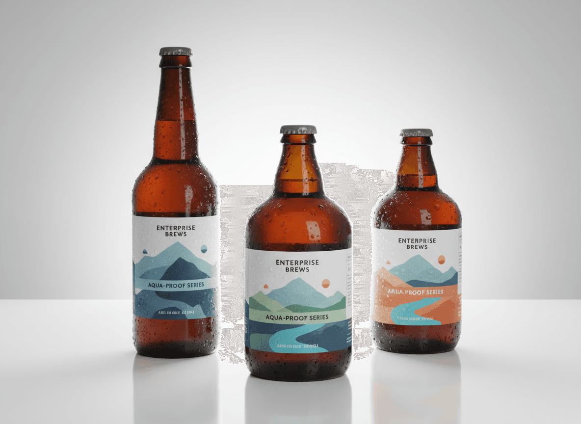 Waterproof beverage labels demonstrating cold-chain durability